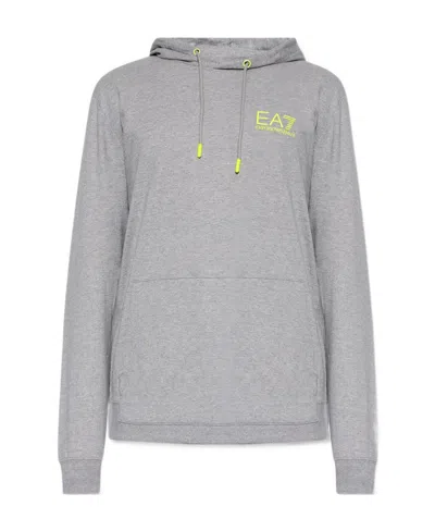 EA7 LOGO-PRINT JERSEY HOODIE