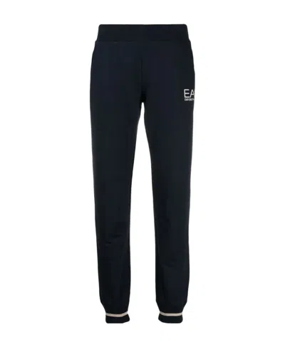 EA7 LOGO-PRINT TAPERED TRACK PANTS