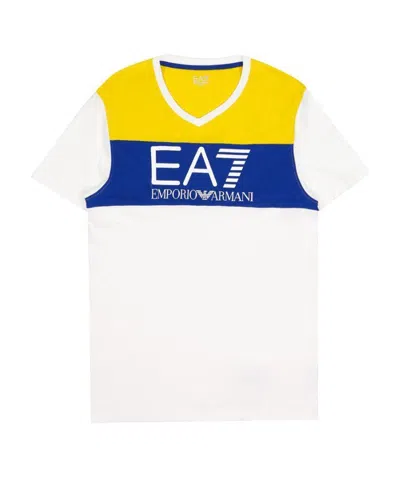 EA7 LOGO PRINTED SPLICED T-SHIRT