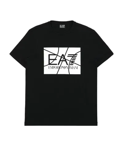 EA7 LOGO PRINTED T-SHIRT WITH ROUND NECK