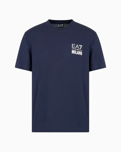 EA7 LOGO SERIES COTTON JERSEY T-SHIRT WITH OVERSIZED PRINT