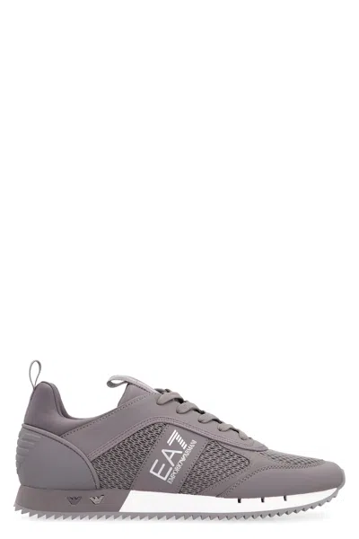 EA7 MESH AND VEGAN LEATHER LOW-TOP SNEAKERS