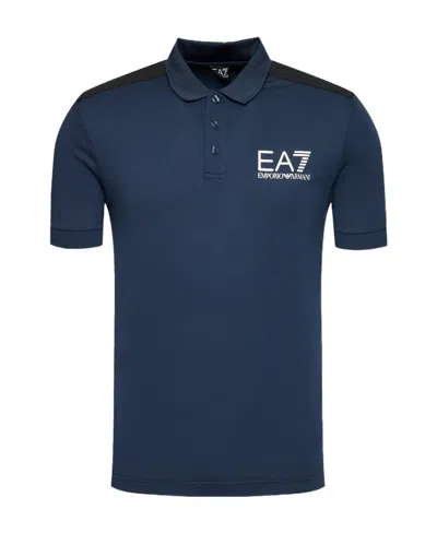 EA7 NAVY BLUE LOGO SHORT-SLEEVED POLO SHIRT