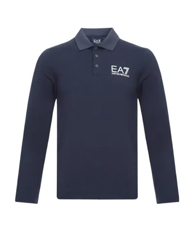 EA7 NAVY BLUE LONG-SLEEVED POLO SHIRT