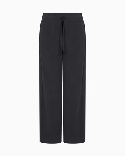 EA7 SPORTY FOREVER COTTON-BLEND WIDE TROUSERS