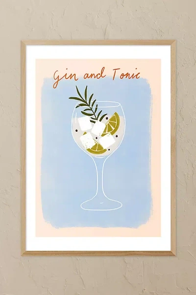 EAST END PRINTS EAST END PRINTS GIN & TONIC OAK FRAMED WALL ART PRINT