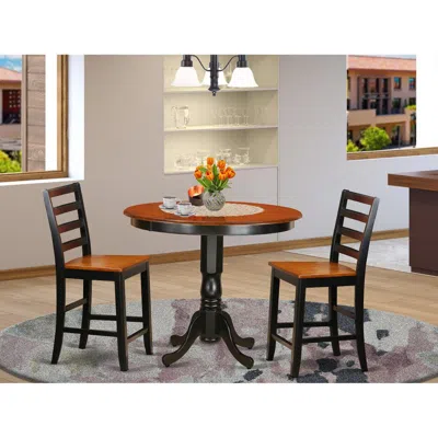 EAST WEST FURNITURE 3 PC COUNTER HEIGHT DINING SET - HIGH TABLE AND 2 DINING CHAIRS.