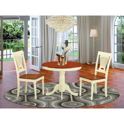 EAST WEST FURNITURE 3 PC KITCHEN NOOK DINING SET-ROUND TABLE PLUS 2 DINING CHAIRS