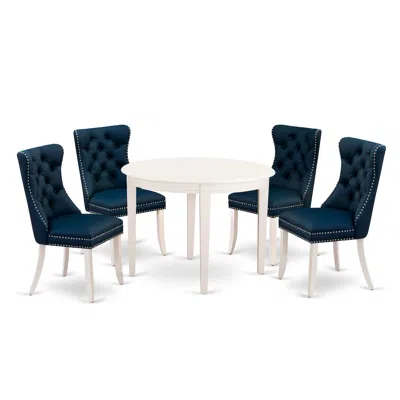 EAST WEST FURNITURE 5 PIECE DINING ROOM FURNITURE SET CONSISTS OF A ROUND KITCHEN TABLE