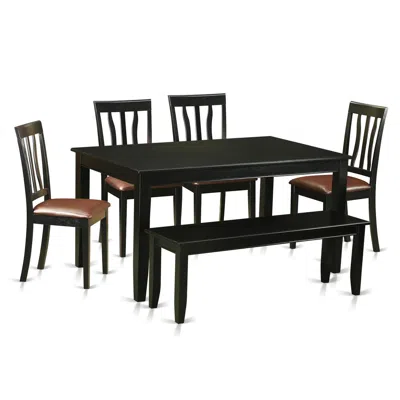 EAST WEST FURNITURE 6 PC TABLE SET - DINETTE TABLE AND 4 DINING CHAIRS PLUS BENCH
