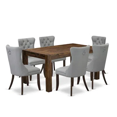EAST WEST FURNITURE 7 PIECE MODERN DINING SET CONTAINS A RECTANGLE RUSTIC WOOD KITCHEN TABLE
