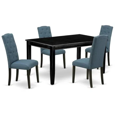 EAST WEST FURNITURE DINING ROOM SET BLACK, DUCE5-BLK-21