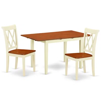 EAST WEST FURNITURE DINING ROOM SET BUTTERMILK & CHERRY, NOCL3-BMK-W
