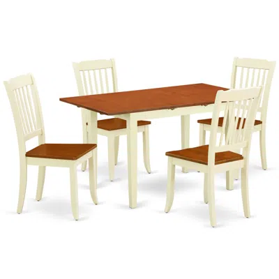 EAST WEST FURNITURE DINING ROOM SET BUTTERMILK & CHERRY, NODA5-BMK-W