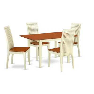 EAST WEST FURNITURE DINING ROOM SET BUTTERMILK & CHERRY, NOIP5-BMK-W