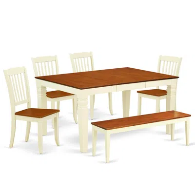 EAST WEST FURNITURE DINING ROOM SET BUTTERMILK & CHERRY, WEDA6N-BMK-W