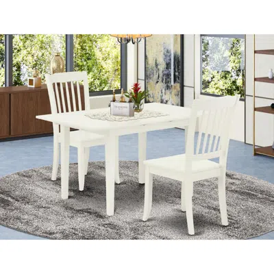 EAST WEST FURNITURE DINING TABLE- DINING CHAIRS, NODA3-LWH-W