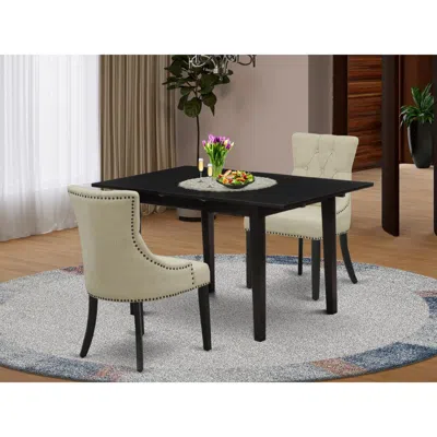 EAST WEST FURNITURE DINING TABLE- PARSON CHAIRS, NOFR3-BLK-02