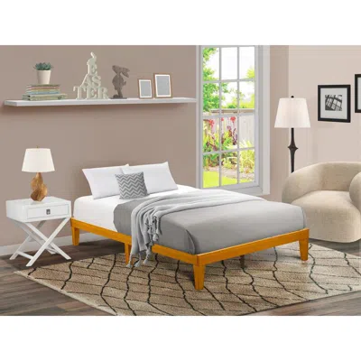 EAST WEST FURNITURE DNP-23-Q QUEEN SIZE BED FRAME WITH 4 HARDWOOD LEGS AND 2 EXTRA CENTER LEGS - OAK FINISH