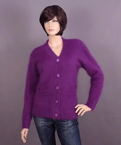 EB ANGORA STRICKJACKE CARDIGAN IN LILA UND GRÖSSE: L ODER XL NACH WAHL