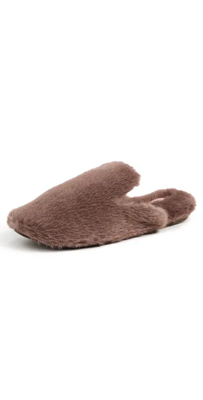 EBERJEY PLUSH MULE SLIPPERS DEEP TAUPE