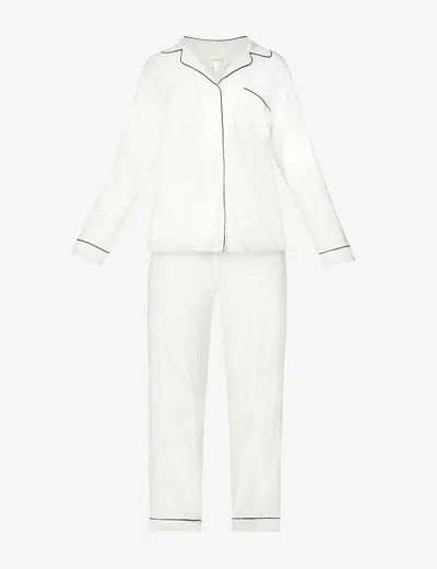 EBERJEY WOMENS IVORY NAVY GISELE JERSEY PYJAMA SET