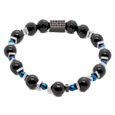 EBRU JEWELRY WOMEN'S BLACK / BLUE / SILVER BLACK SHINE BEADED BRACELET -BLACK