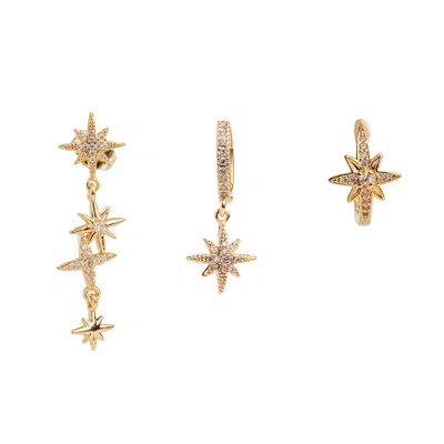 EBRU JEWELRY WOMEN'S CELESTIAL TRINITY GOLD & DIAMOND EARRING SET - GOLD