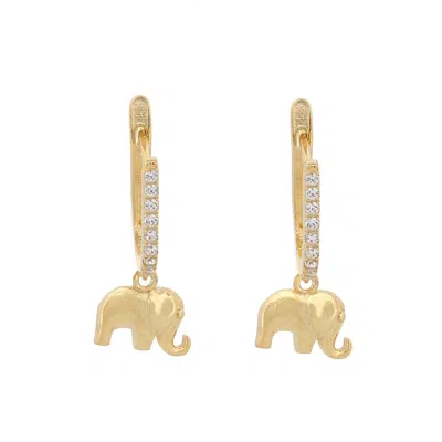 EBRU JEWELRY WOMEN'S DAINTY GOLD LUCKY ELEPHANT EARRINGS - GOLD