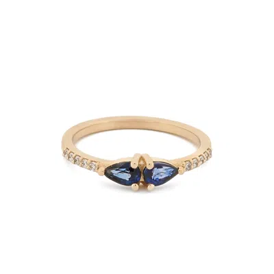 EBRU JEWELRY WOMEN'S GOLD / BLUE LOYALTY SAPPHIRE & DIAMOND SOLID GOLD RING - BLUE