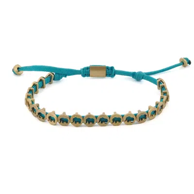 EBRU JEWELRY WOMEN'S GOLD / BLUE LUCKY ELEPHANT TURQUOISE WOVEN UNISEX STRING BRACELET - TURQUOISE