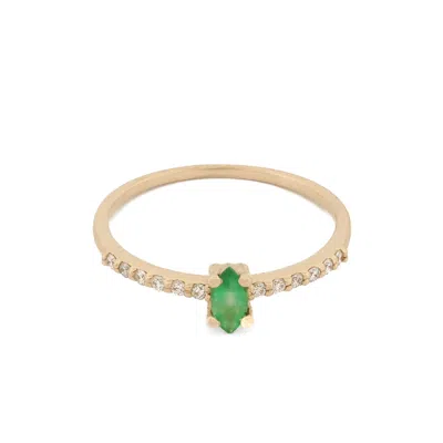EBRU JEWELRY WOMEN'S GOLD / GREEN BALANCE EMERALD DIAMOND GOLD BAND RING - GREEN