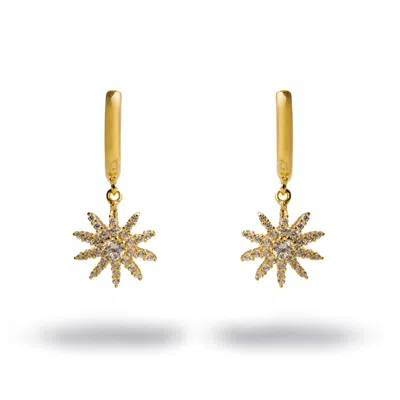 EBRU JEWELRY WOMEN'S MINIMALIST GOLD HOOK SPIRITUAL SUN DANGLE EARRINGS - GOLD