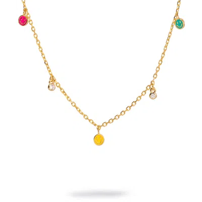 EBRU JEWELRY WOMEN'S RAINBOW SMILEY FACE STERLING SILVER & DIAMOND CHOKER NECKLACE - GOLD