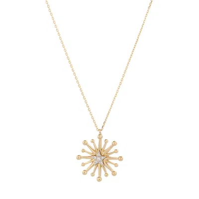 EBRU JEWELRY WOMEN'S SPIRITUAL SUNLIGHT DIAMOND GOLD NECKLACE - GOLD