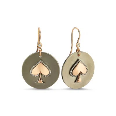 ECCE | ARTISAN DIAMONDS WOMEN'S ROSE GOLD 14K SOLID GOLD QUEEN OF SPADES DIAMOND EARRINGS