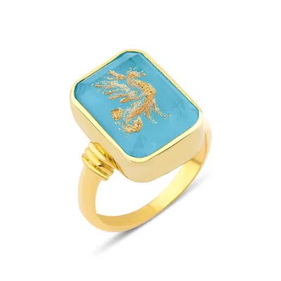 ECE LONDON WOMEN'S GOLD / BLUE THE LEGEND RING