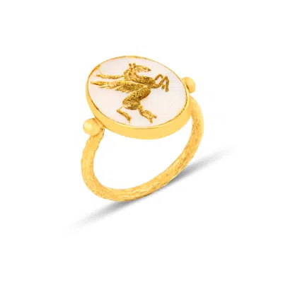 ECE LONDON WOMEN'S GOLD / WHITE THE PEGASUS I I RING
