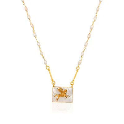 ECE LONDON WOMEN'S GOLD / WHITE THE PEGASUS NECKLACE
