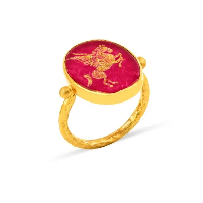 ECE LONDON WOMEN'S RED / GOLD THE PEGASUS I I I RING
