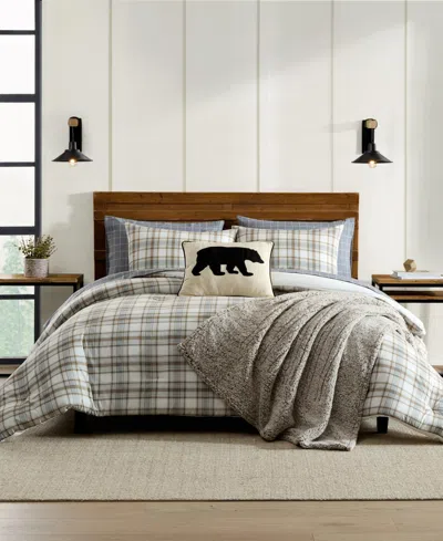 EDDIE BAUER ASHLAND PLAID COTTON REVERSIBLE 3-PC. COMFORTER SET, KING