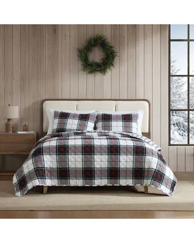 EDDIE BAUER EDDIE BAUER HOLIDAY PLAID COTTON FLANNEL REVERSIBLE QUILT SET