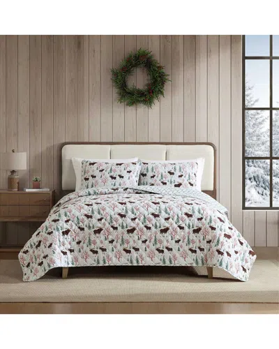 EDDIE BAUER EDDIE BAUER MOUNTAIN MOOSE COTTON FLANNEL REVERSIBLE QUILT SET