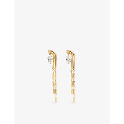 EDDIE BORGO WOMENS GOLD GLINT DUSTER 925 STERLING-SILVER PLATED BRASS AND CUBIC ZIRCONIA EARRINGS