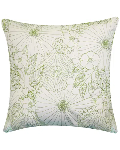 EDIE HOME EDIE HOME FINE LINE EMBROIDERED FLORAL INDOOR & OUTDOOR DECORATIVE PILLOW