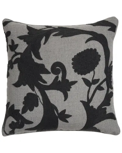 EDIE HOME EDIE HOME FLORAL CREWEL EMBROIDERED PILLOW