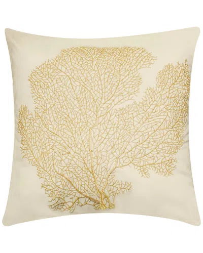 EDIE HOME EDIE HOME INDOOR/OUTDOOR EMBROIDERED CORAL PILLOW