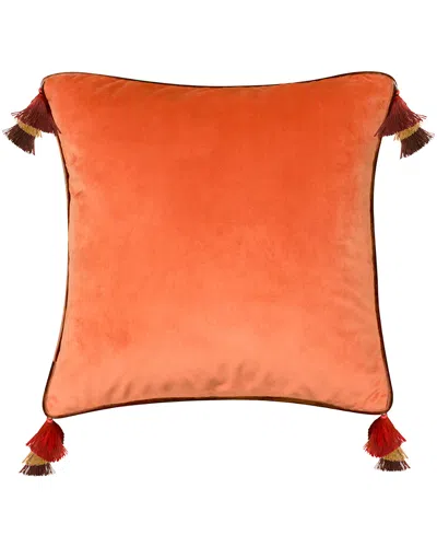 EDIE HOME EDIE HOME VELVET REVERSIBLE TASSEL DECORATIVE PILLOW