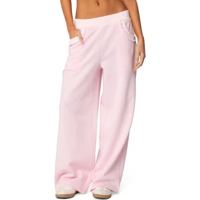 EDIKTED EDIKTED ASHTIN RUFFLE TRIM WIDE LEG SWEATPANTS