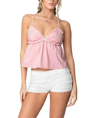 EDIKTED BOW & FRILL BABYDOLL TOP